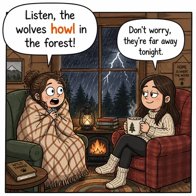 howl (ulumak, inlemek (rüzgar)) karikatürü — diyalogla bağlam içinde öğren