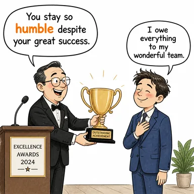 humble (alçakgönüllü, mütevazı) karikatürü — diyalogla bağlam içinde öğren