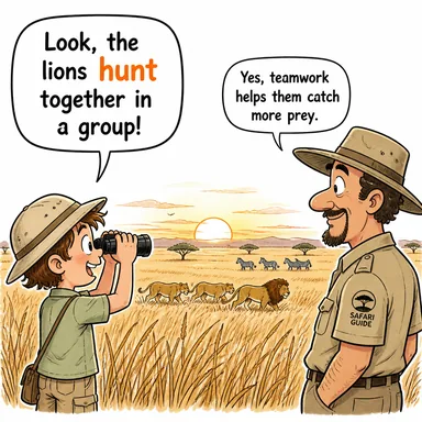 hunt (avlamak, aramak) karikatürü — diyalogla bağlam içinde öğren