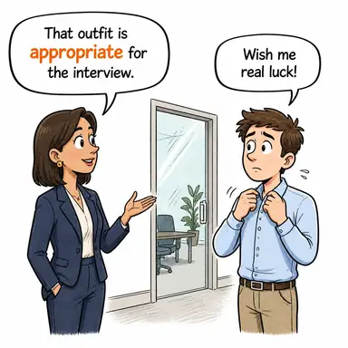 appropriate (uygun, yerinde, münasip) karikatürü — diyalogla bağlam içinde öğren