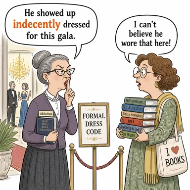 indecently (edepsizce, yakışıksızca) karikatürü — diyalogla bağlam içinde öğren