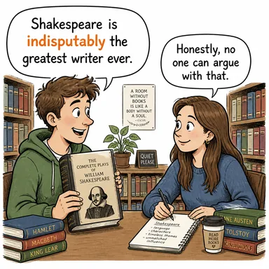 indisputably (tartışmasız, muhakkak) karikatürü — diyalogla bağlam içinde öğren