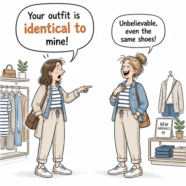 identical to (... ile aynı, tıpatıp benzer) karikatürü — diyalogla bağlam içinde öğren