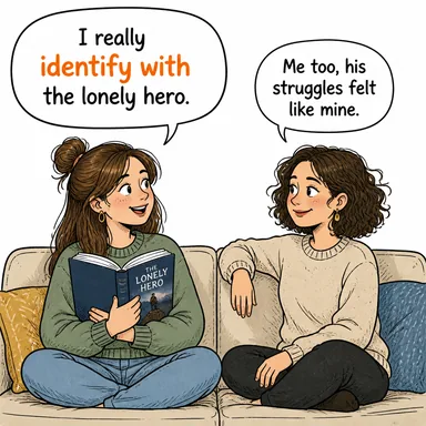 identify with (özdeşleşmek, kendini ... ile bir tutmak, halden anlamak) karikatürü — diyalogla bağlam içinde öğren