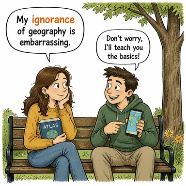 ignorance (cehalet, bilgisizlik, habersiz olma) karikatürü — diyalogla bağlam içinde öğren
