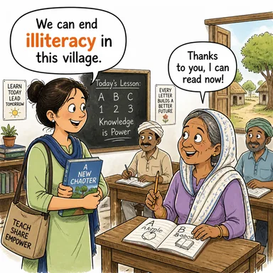 illiteracy (okuma yazma bilmeme, cehalet) karikatürü — diyalogla bağlam içinde öğren
