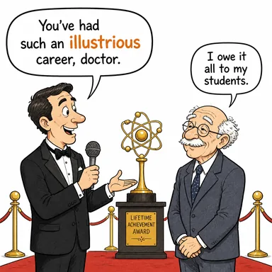 illustrious (seçkin, ünlü, şöhretli, saygın) karikatürü — diyalogla bağlam içinde öğren