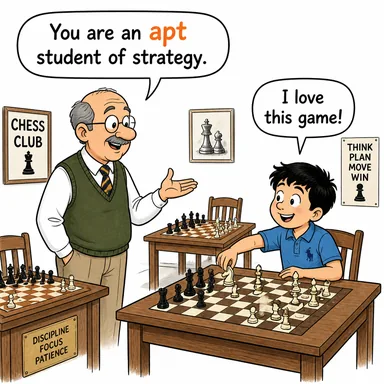 apt (zeki, kavrayışlı; uygun, yerinde) karikatürü — diyalogla bağlam içinde öğren