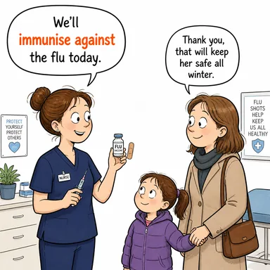immunise against (bağışıklık kazandırmak, aşılamak) karikatürü — diyalogla bağlam içinde öğren
