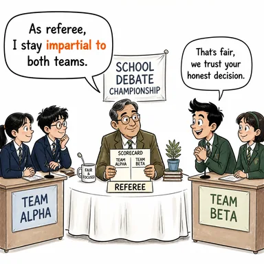 impartial to (yansız, tarafsız, adil) karikatürü — diyalogla bağlam içinde öğren