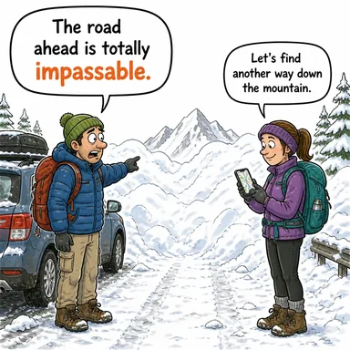 impassable (geçit vermez, geçilmez, aşılmaz) karikatürü — diyalogla bağlam içinde öğren
