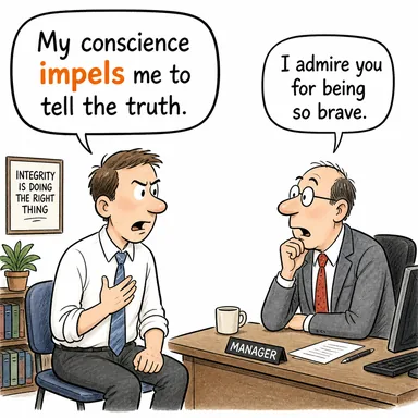 impel (zorlamak, itmek, sevk etmek) karikatürü — diyalogla bağlam içinde öğren