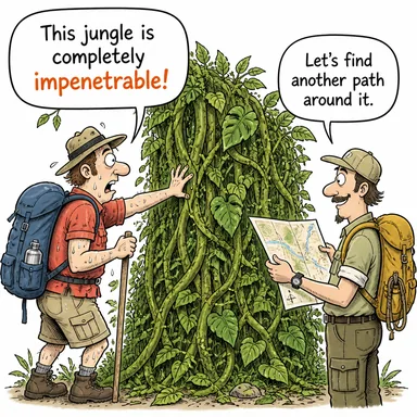impenetrable (nüfuz edilemez, içine girilemez; anlaşılamaz) karikatürü — diyalogla bağlam içinde öğren