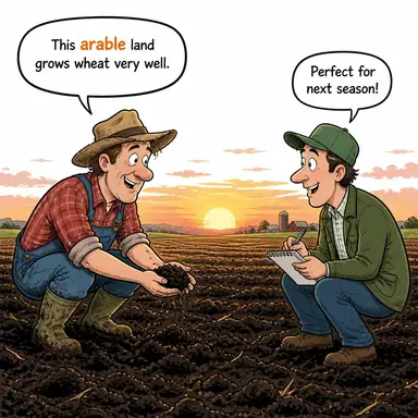arable (tarıma elverişli, ekilebilir) karikatürü — diyalogla bağlam içinde öğren