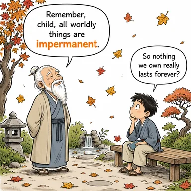 impermanent (geçici, kalıcı olmayan) karikatürü — diyalogla bağlam içinde öğren