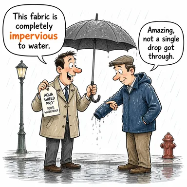 impervious (geçirmez, sızdırmaz; (eleştiri vb.) etkilenmez) karikatürü — diyalogla bağlam içinde öğren