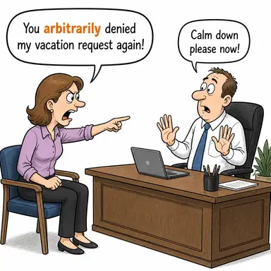 arbitrarily (keyfi olarak, rastgele) karikatürü — diyalogla bağlam içinde öğren
