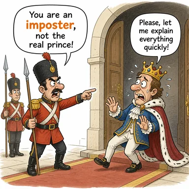 imposter (sahtekar, dolandırıcı (kimlik hırsızı)) karikatürü — diyalogla bağlam içinde öğren