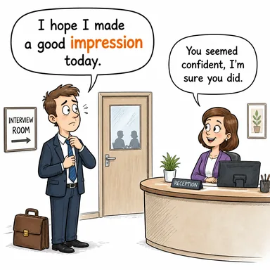 impression (izlenim, kanı; baskı, iz) karikatürü — diyalogla bağlam içinde öğren