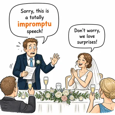 impromptu (doğaçlama, hazırlıksız) karikatürü — diyalogla bağlam içinde öğren