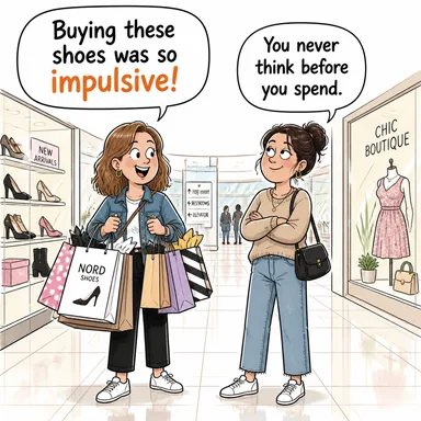 impulsive (fevri, düşünmeden hareket eden, dürtüsel) karikatürü — diyalogla bağlam içinde öğren