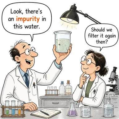 impurity (kirlilik, saflığı bozan şey (yabancı madde)) karikatürü — diyalogla bağlam içinde öğren