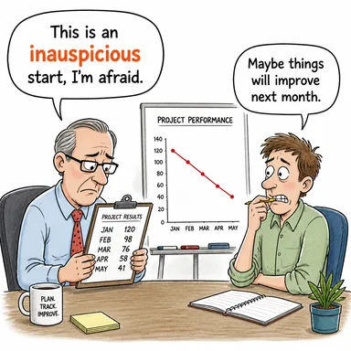 inauspicious (uğursuz, şanssız, hayırsız) karikatürü — diyalogla bağlam içinde öğren