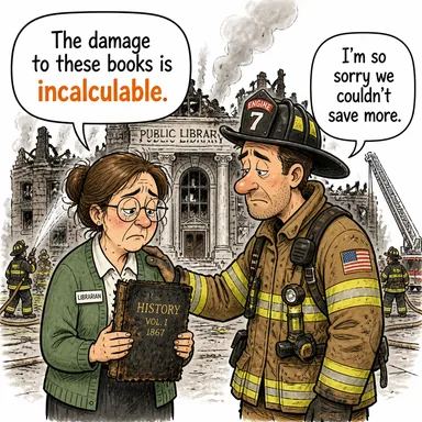 incalculable (hesaplanamaz, paha biçilemez, çok büyük) karikatürü — diyalogla bağlam içinde öğren