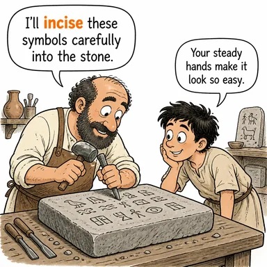 incise (oymak, kazımak, (cerrahide) kesmek) karikatürü — diyalogla bağlam içinde öğren