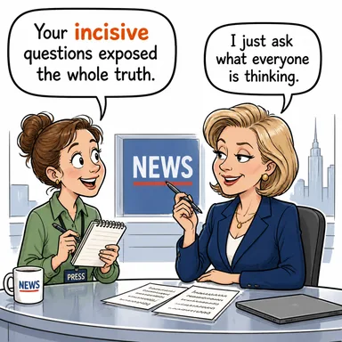incisive (keskin, iğneleyici, zekice, isabetli) karikatürü — diyalogla bağlam içinde öğren