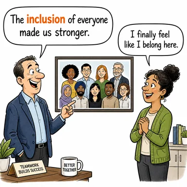 inclusion (dahil etme, kapsama, içerme) karikatürü — diyalogla bağlam içinde öğren