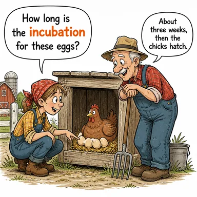 incubation (kuluçka dönemi, geliştirme süreci) karikatürü — diyalogla bağlam içinde öğren