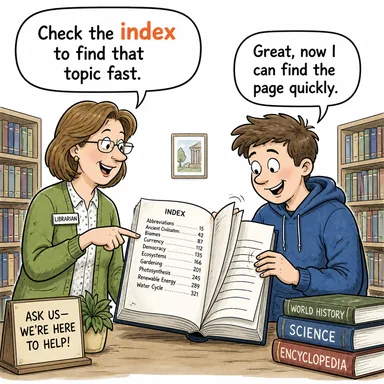 index (dizin, endeks, gösterge) karikatürü — diyalogla bağlam içinde öğren