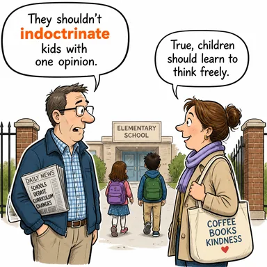 indoctrinate (fikir aşılamak, empoze etmek, (beyin yıkarcasına) eğitmek) karikatürü — diyalogla bağlam içinde öğren