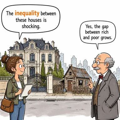 inequality (eşitsizlik) karikatürü — diyalogla bağlam içinde öğren