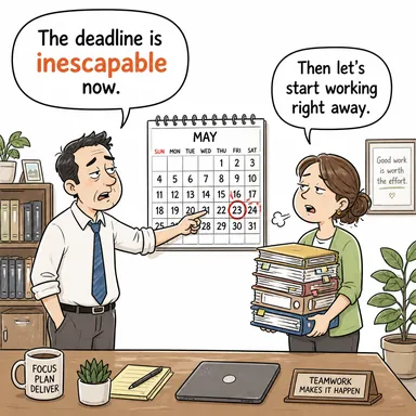 inescapable (kaçınılmaz, kurtulunamaz, zaruri) karikatürü — diyalogla bağlam içinde öğren