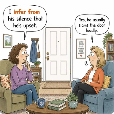 infer from (sonuç çıkarmak, anlam çıkarmak, çıkarımda bulunmak) karikatürü — diyalogla bağlam içinde öğren