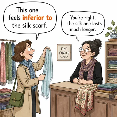 inferior to (daha aşağı, kalitesiz, alt) karikatürü — diyalogla bağlam içinde öğren