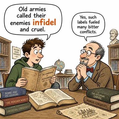 infidel (kafir, imansız, dinsiz) karikatürü — diyalogla bağlam içinde öğren