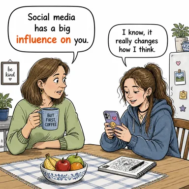 influence on (üzerindeki etki) karikatürü — diyalogla bağlam içinde öğren