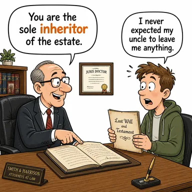 inheritor (mirasçı, varis) karikatürü — diyalogla bağlam içinde öğren
