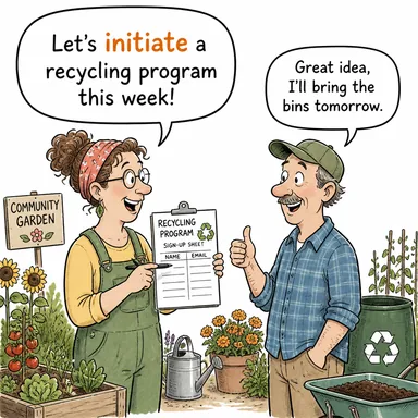 initiate (başlatmak, ön ayak olmak, (bir gruba) üye yapmak) karikatürü — diyalogla bağlam içinde öğren