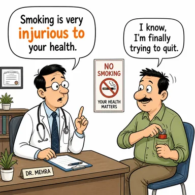 injurious to (zararlı, incitici) karikatürü — diyalogla bağlam içinde öğren