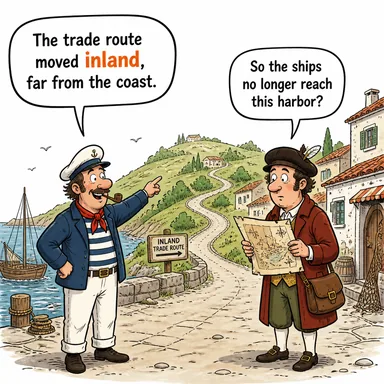 inland (denizden uzak, iç kesim, yurtiçi) karikatürü — diyalogla bağlam içinde öğren