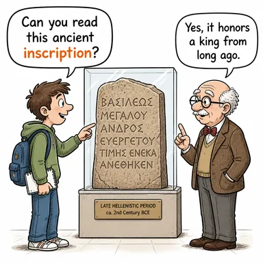 inscription (yazıt, kitabe, üzerine yazma) karikatürü — diyalogla bağlam içinde öğren