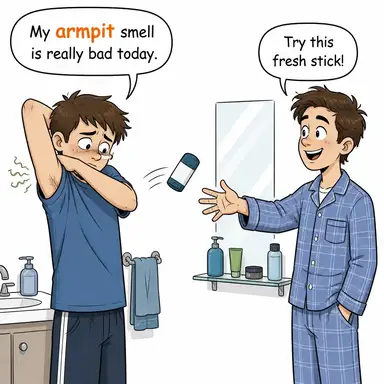 armpit (koltuk altı) karikatürü — diyalogla bağlam içinde öğren