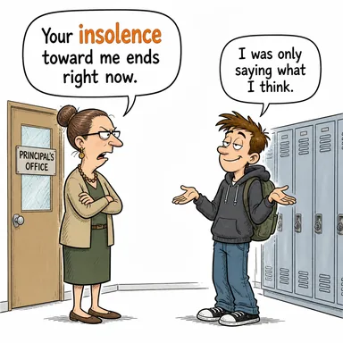 insolence (küstahlık, saygısızlık, arsızlık) karikatürü — diyalogla bağlam içinde öğren