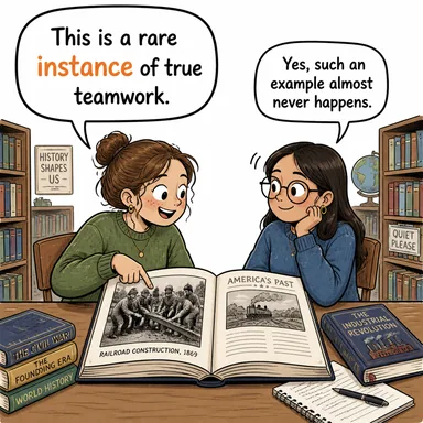 instance (örnek, vaka, durum) karikatürü — diyalogla bağlam içinde öğren