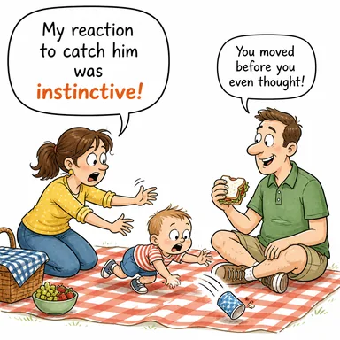 instinctive (içgüdüsel, doğuştan gelen) karikatürü — diyalogla bağlam içinde öğren
