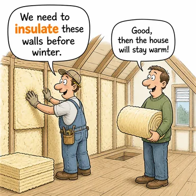 insulate (yalıtmak, izole etmek, korumak) karikatürü — diyalogla bağlam içinde öğren